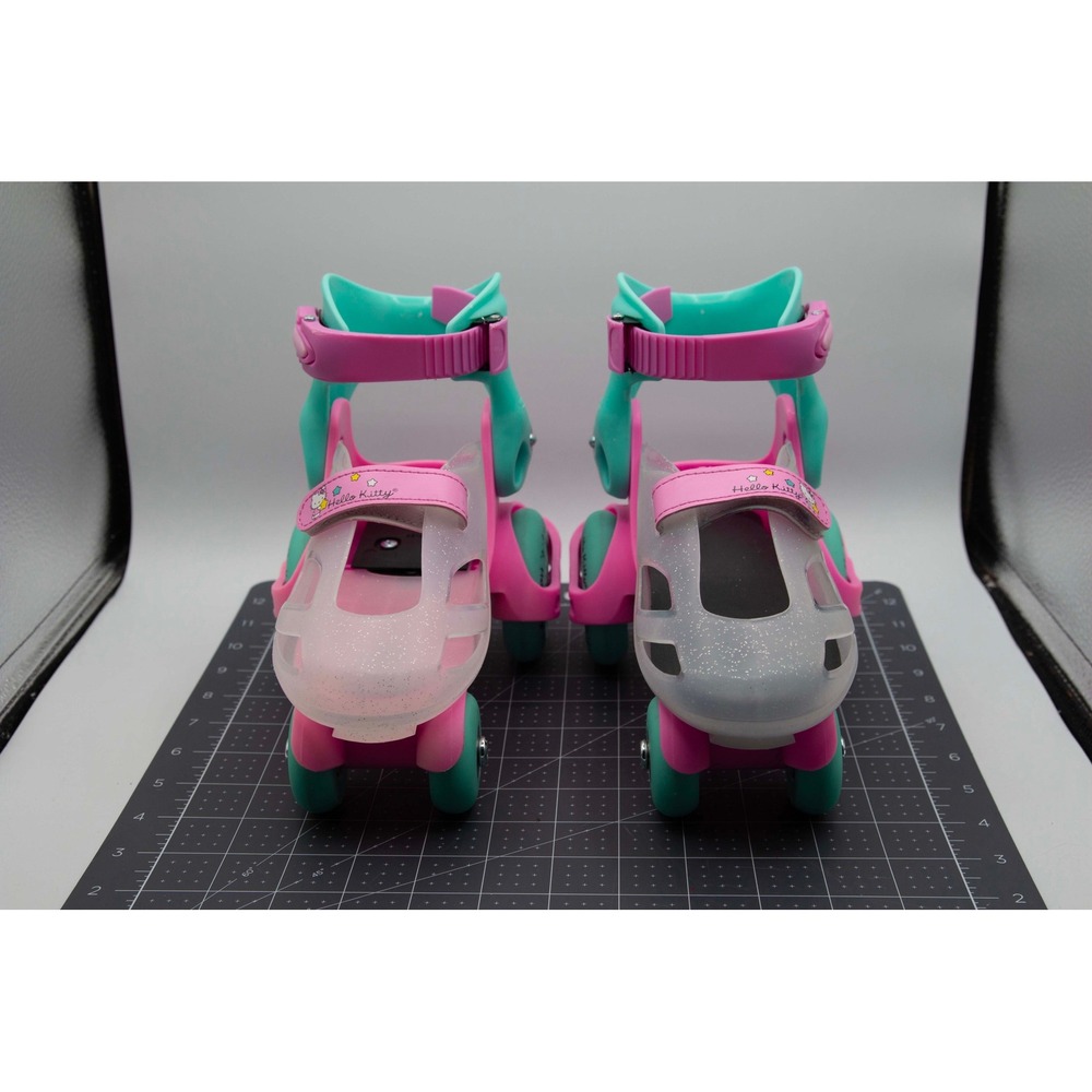 Hello Kitty Kids Adjustable Roller Skates Pink Teal Glitter Beginner Skates